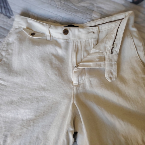 Banana Republic Linen Cotton Bermuda Shorts Pockets Cream Ivory Off White - Picture 3 of 12
